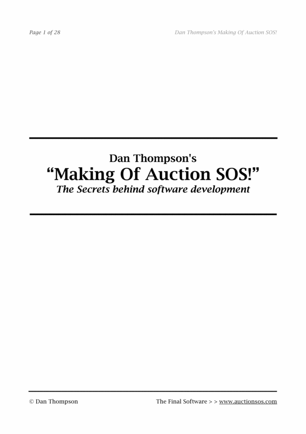 Product picture The Making Of Auction SOS